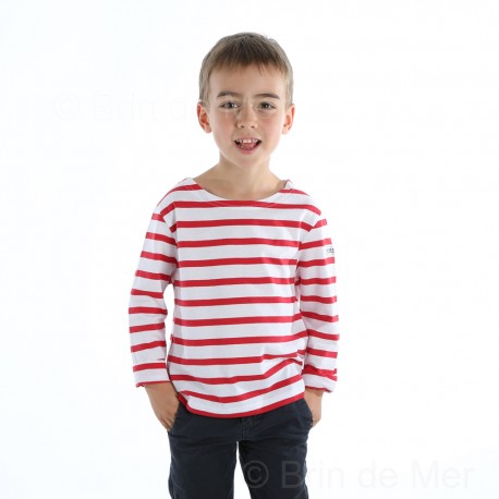T-Shirt marin ENFANT à manches longues PECHEUR - blanc rayé rouge