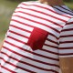 Tee-shirt rayé en jersey léger à poche - blanc/rouge