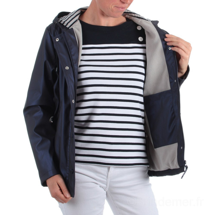 Veste De Pluie Imperméable Femme Hublot - Style Marin Avec Effet Holographique, Capuche, Idéale Pour La Mer Et La Ville