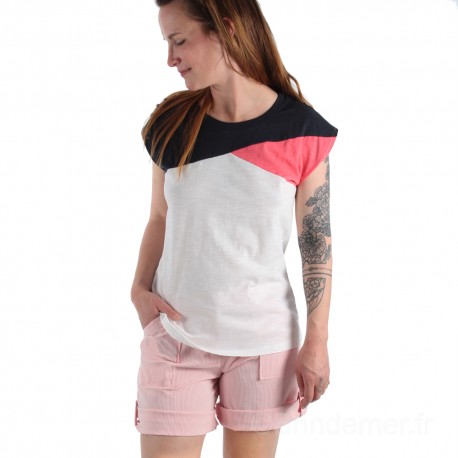 Tee-shirt tricolore pour femme TROPIC - blanc/marine/rose et short SUNDY