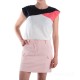 Tee-shirt tricolore pour femme TROPIC - blanc/marine/rose et jupe-short JANYS