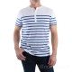 Tee-shirt col tunisien pour homme NOAH - blanc rayé bleu