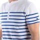 Tee-shirt col tunisien pour homme NOAH - blanc rayé bleu