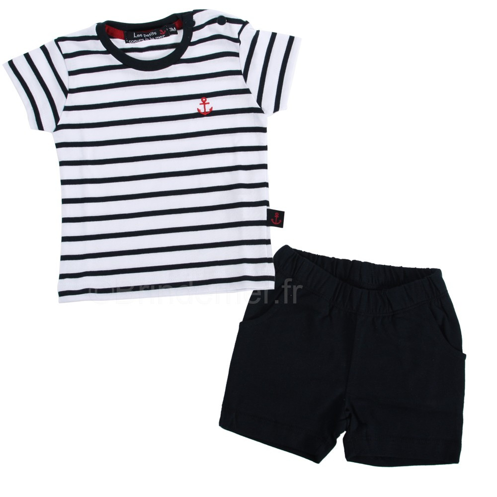 Ensemble Bébé Garçon Été 2 Pièces – T-Shirt Animaux Manches Courtes + Short Jogging – Coton Doux 85% – 0-3 Ans