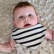 BAVOIR bandana pour bébé triangle - Face A : rayé Navy/pois , Face B : écru rayé marine