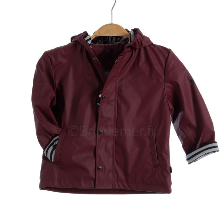 Habillage Extérieur Bébé VERTBAUDET Ciré Marin Bébé Doublé - Ivoire Rayé - Taille 12M (74CM) - Capuche Déperlante Ciré Petit Bateau