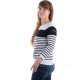 Pull col rond femme ORCHIDEE - ton blanc / marine