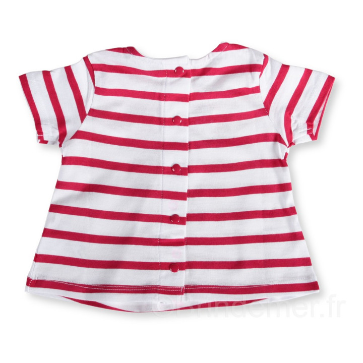 Ensemble bébé fille tee-shirt et short NICOSALAY - blanc/goji