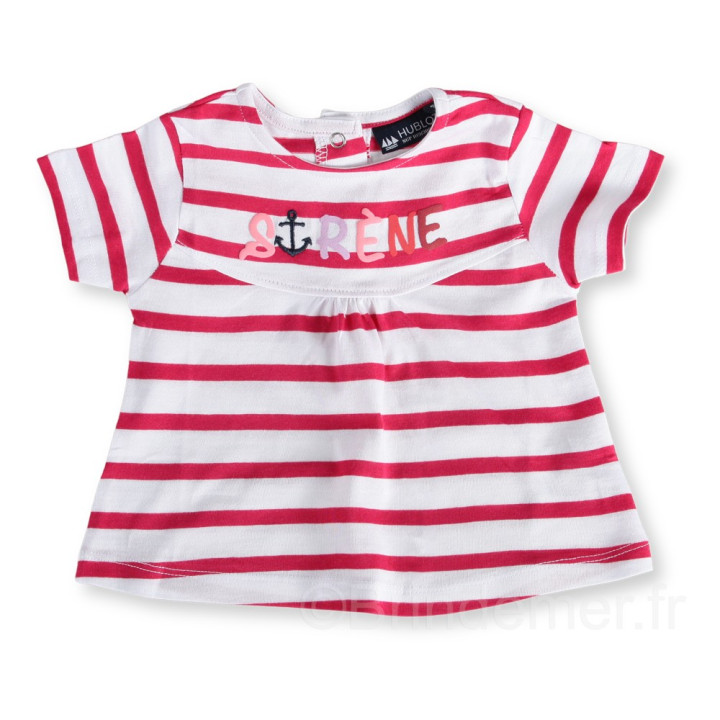 Ensemble bébé fille tee-shirt et short NICOSALAY - blanc/goji