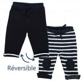 Pantalon réversible MISTIGRI Week-End à La Mer - version marine réversible marine/blanc