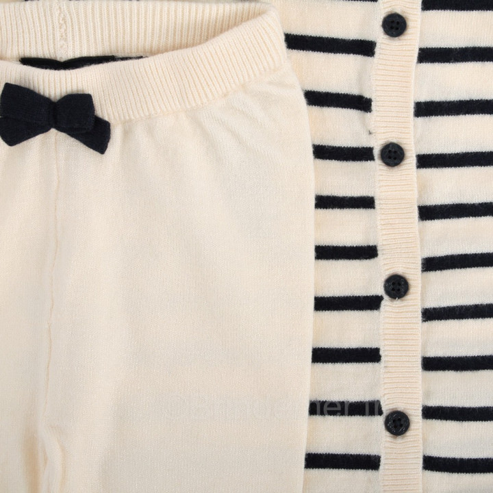 Ensemble 2 pièces pour bébé fille OLIACHA - écru/marine