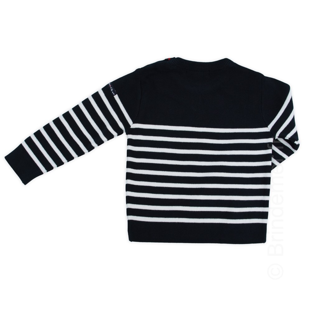 Pull Marinière Bébé Vertbaudet Rayé Marine - Brodé Cœurs 18M