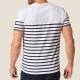 Tee-shirt marinière col V homme NICOLO - coloris blanc/marine