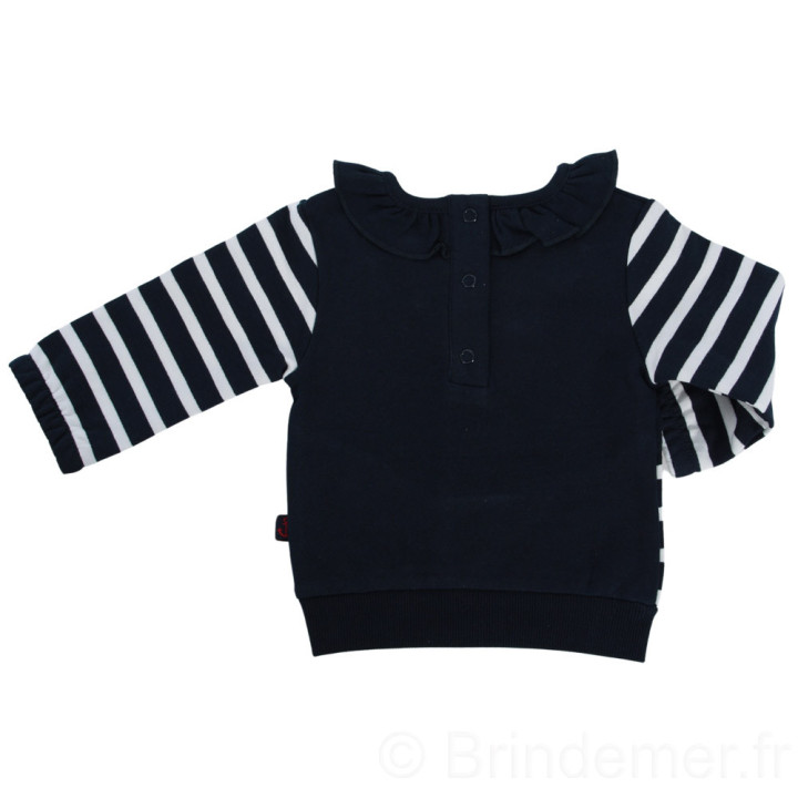 Ensemble marin sweat et pantalon bébé broderie chat