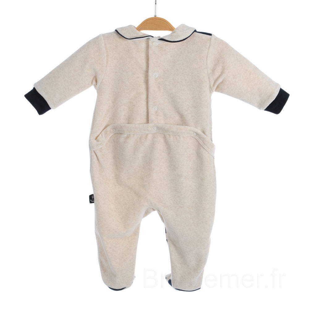 Pyjama Bébé Blanc 1 Mois Col Motif Floral Esmée - Sauthon