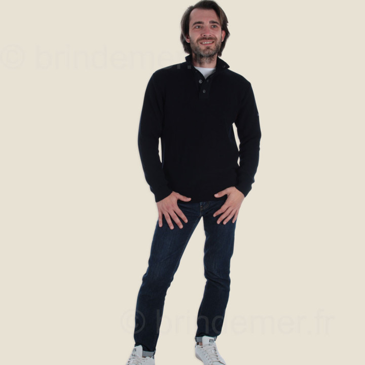 Pull homme col cheminée à pressions ANGE