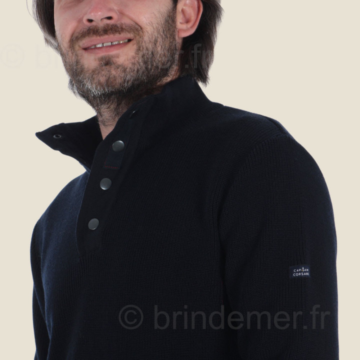 Pull homme col cheminée à pressions ANGE