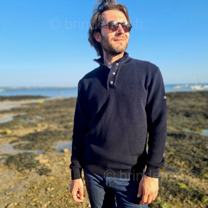 Pull homme col cheminée à pressions ANGE