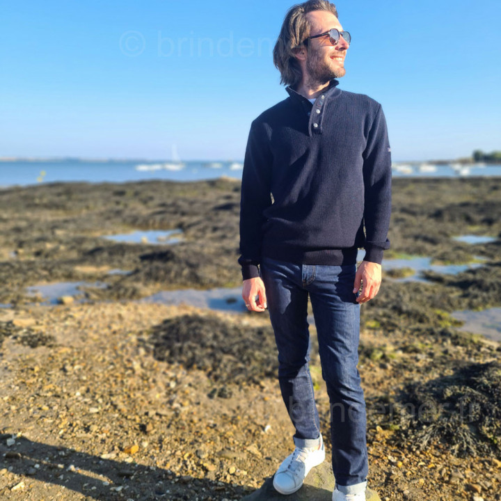 Pull homme col cheminée à pressions ANGE