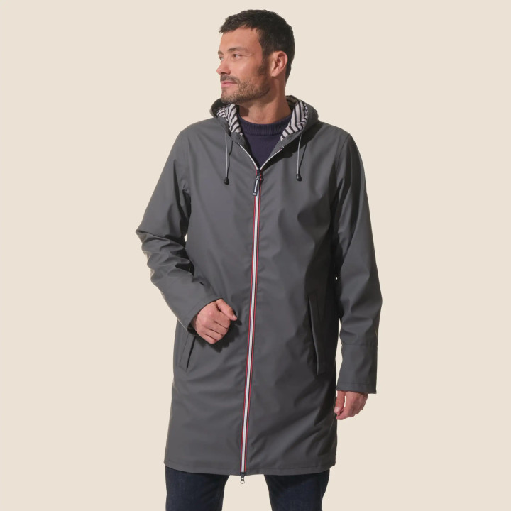 Parka longue pour homme VITO Hublot Mode Marine couleur gris carbone