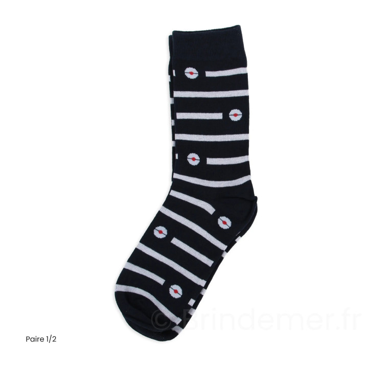 Lot de deux paires de chaussettes thème marin ARMORIQUE - Week-end à La Mer