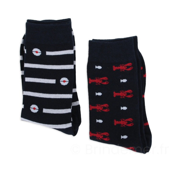 lot de deux paires de chaussettes motifs marins ARMORIQUE Week-End à La Mer