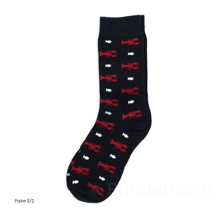 Lot de deux paires de chaussettes thème marin ARMORIQUE - Week-end à La Mer