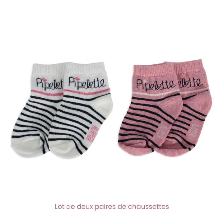 Lot de deux paires de chaussettes rayées pour bébé Pipelette par Week-End à La Mer