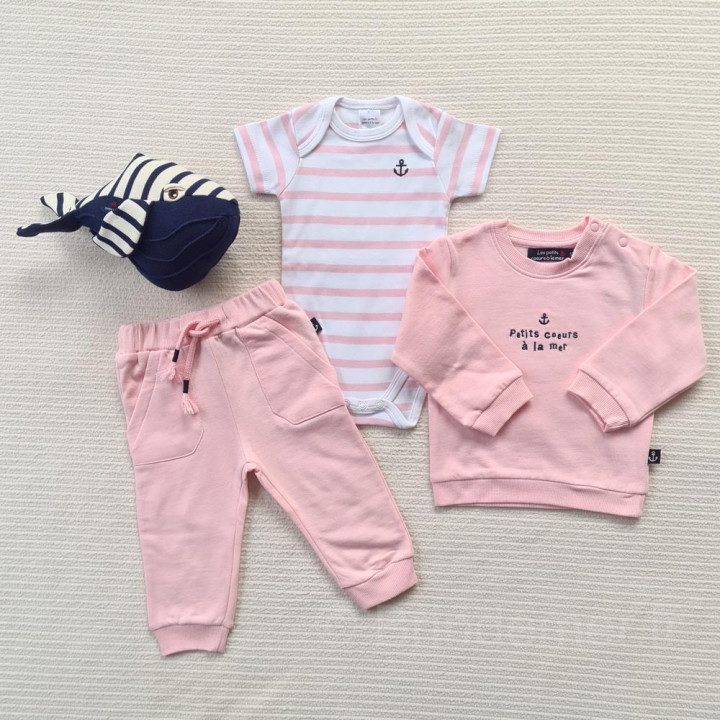 Body manches courtes pour bébé style marin rayé - Petit Coeur à la Mer