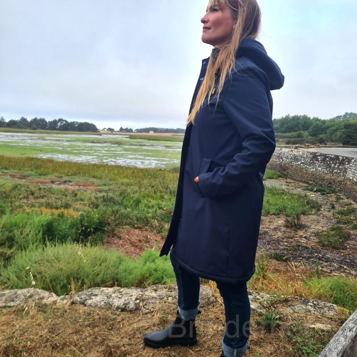 Manteau long pour femme softshell CAMAIL Captain corsaire -  Brin de Mer