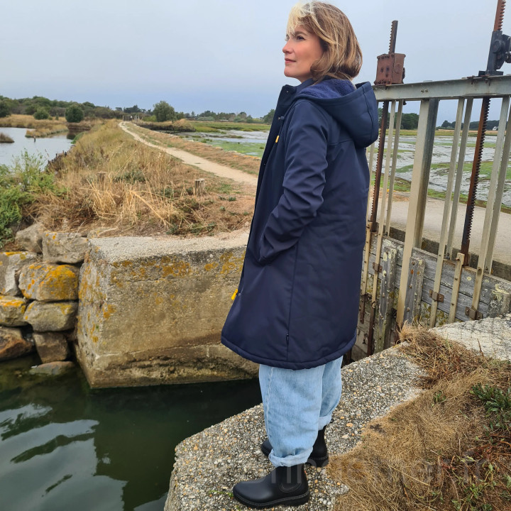 Manteau long pour femme softshell CAMAIL Captain corsaire -  Brin de Mer