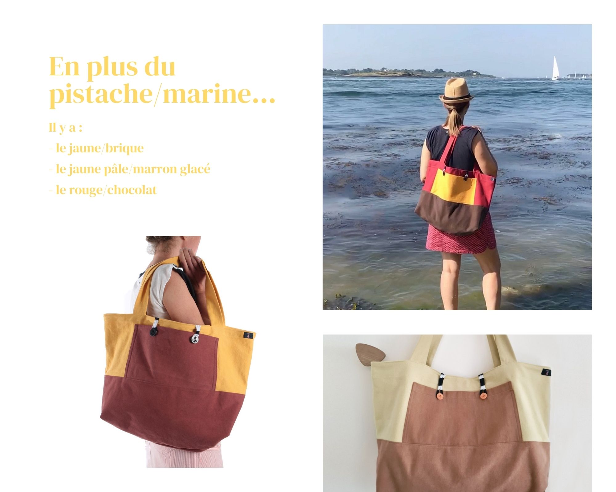 Tous les coloris disponibles pour les sacs de plage en toile de coton recyclée